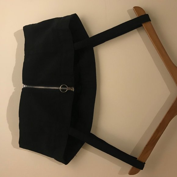 Workhall Cropped Zipper Back Top - Black - Picture 3 of 4